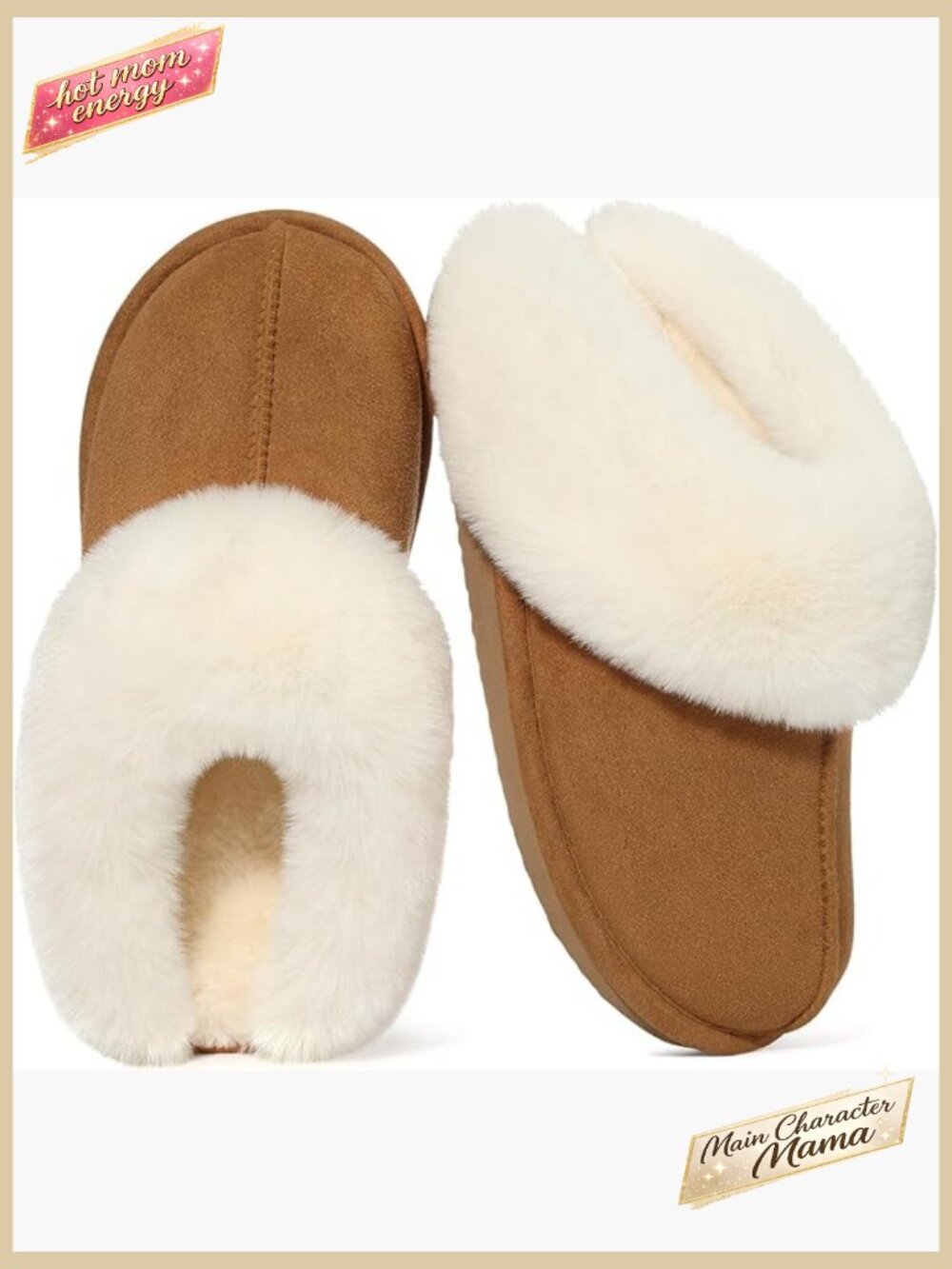 Fuzzy Memory Foam Slippers with Faux Fur Collar Cozy Indoor Outdoor Wear